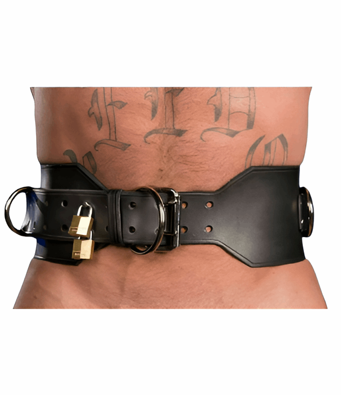 Robust Men's Genuine Leather Body Belt/Harness - Fully Lockable Bondage Gear - OFF PATT