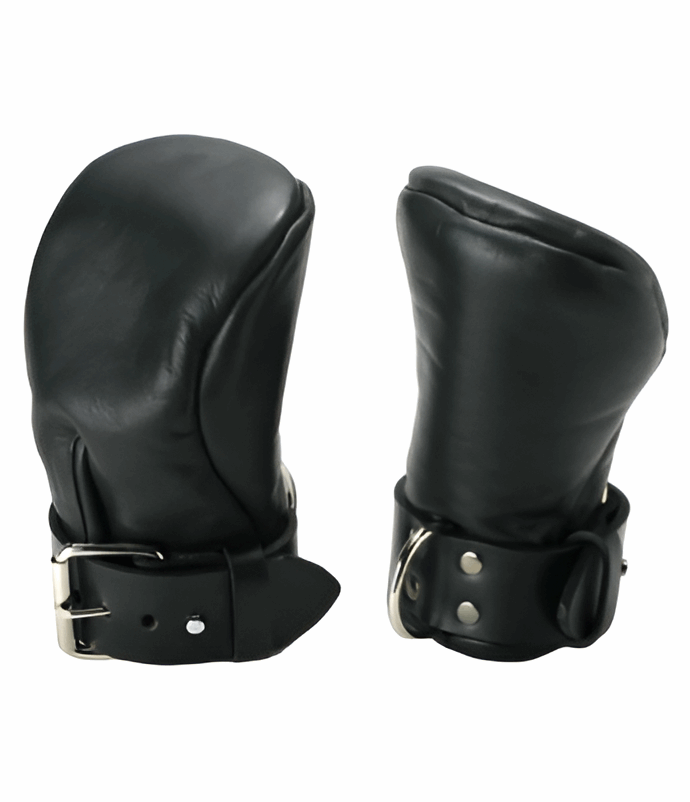 Authentic Leather Bondage Fist Mitts/Gloves – Lockable and Padded - OFF PATT